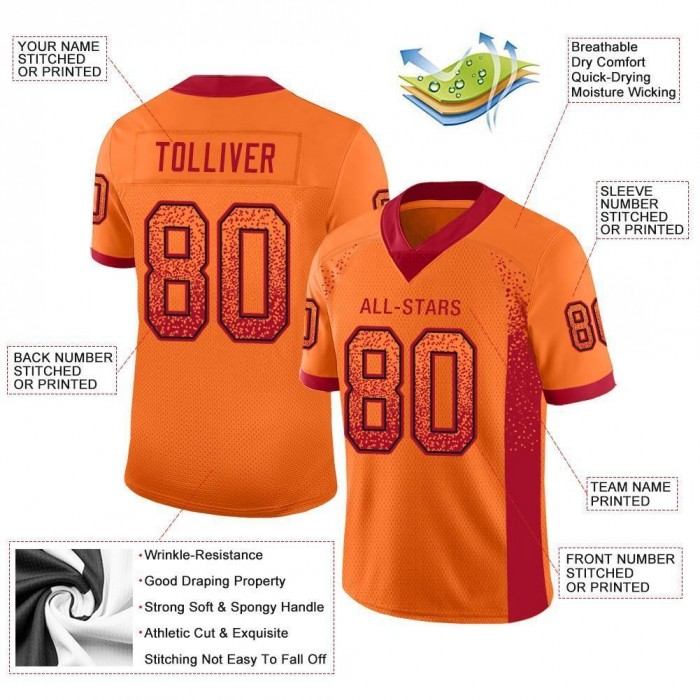 Orange Red-Black Mesh Drift Fashion Football Jersey