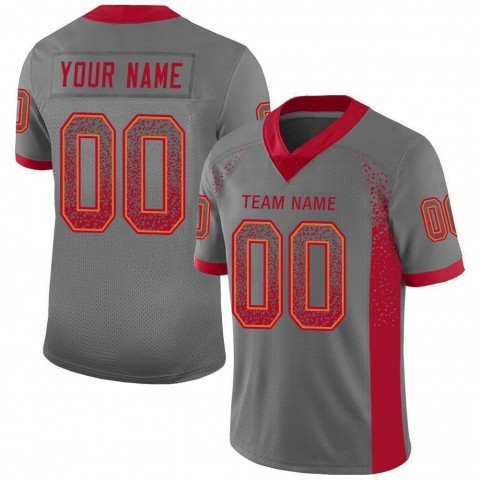 Gray Red-Orange Mesh Drift Fashion Football Jersey