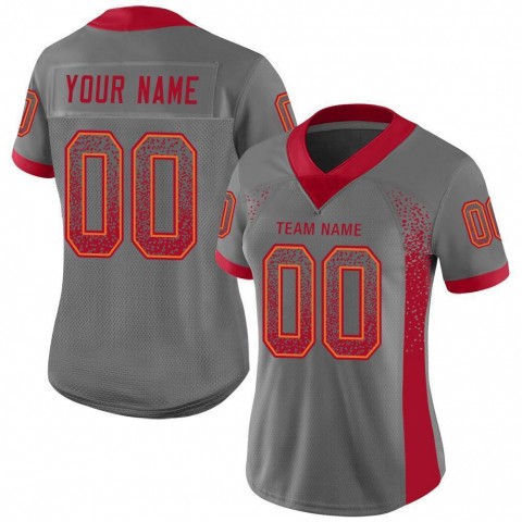 Gray Red-Orange Mesh Drift Fashion Football Jersey