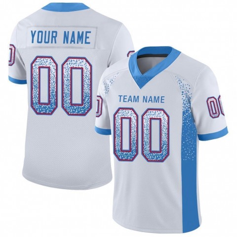 White Powder Blue-Red Mesh Drift Fashion Football Jersey
