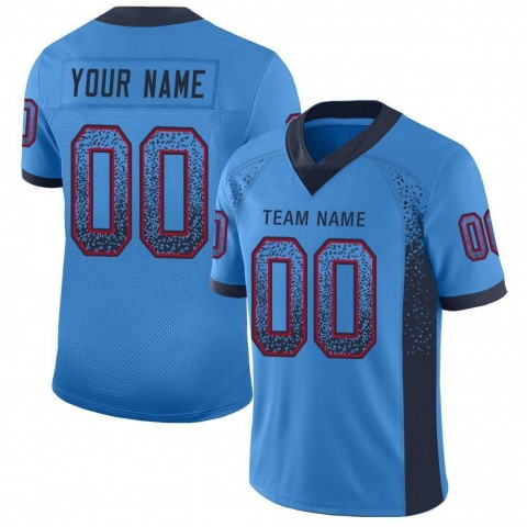 Powder Blue Navy-Red Mesh Drift Fashion Football Jersey