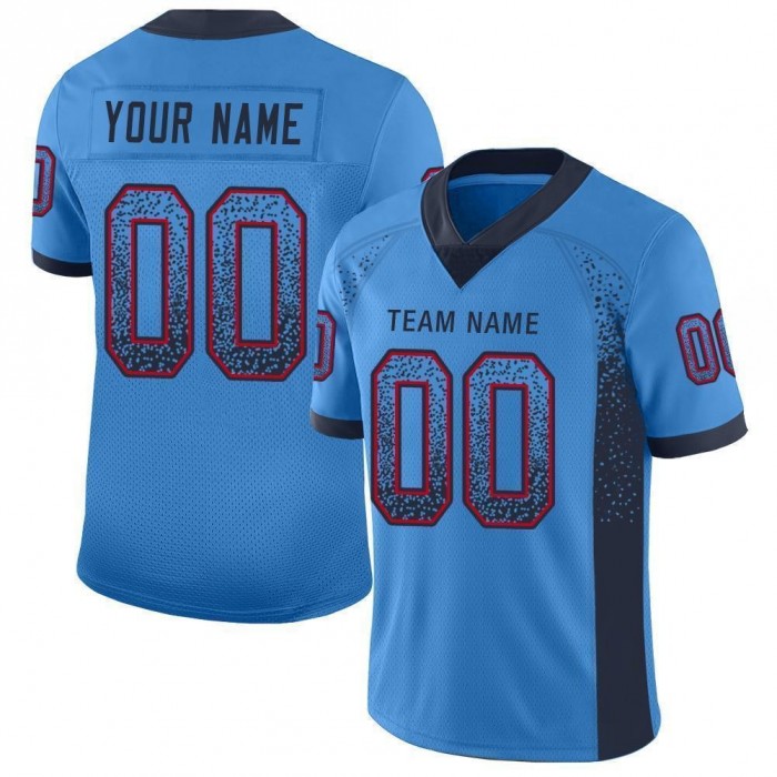 Powder Blue Navy-Red Mesh Drift Fashion Football Jersey