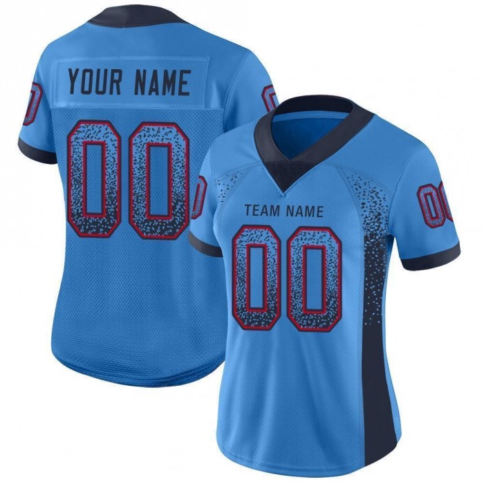 Powder Blue Navy-Red Mesh Drift Fashion Football Jersey