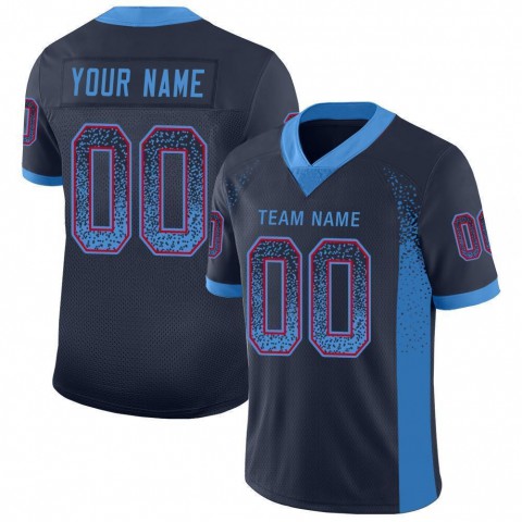 Navy Powder Blue-Red Mesh Drift Fashion Football Jersey