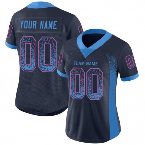 Navy Powder Blue-Red Mesh Drift Fashion Football Jersey