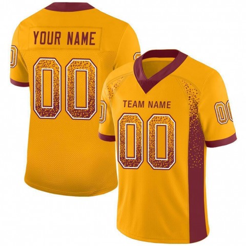 Gold Burgundy-White Mesh Drift Fashion Football Jersey