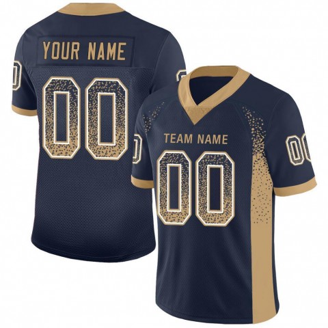 Navy Old Gold-White Mesh Drift Fashion Football Jersey
