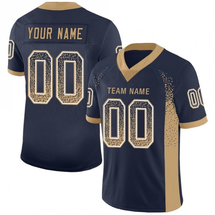 Navy Old Gold-White Mesh Drift Fashion Football Jersey