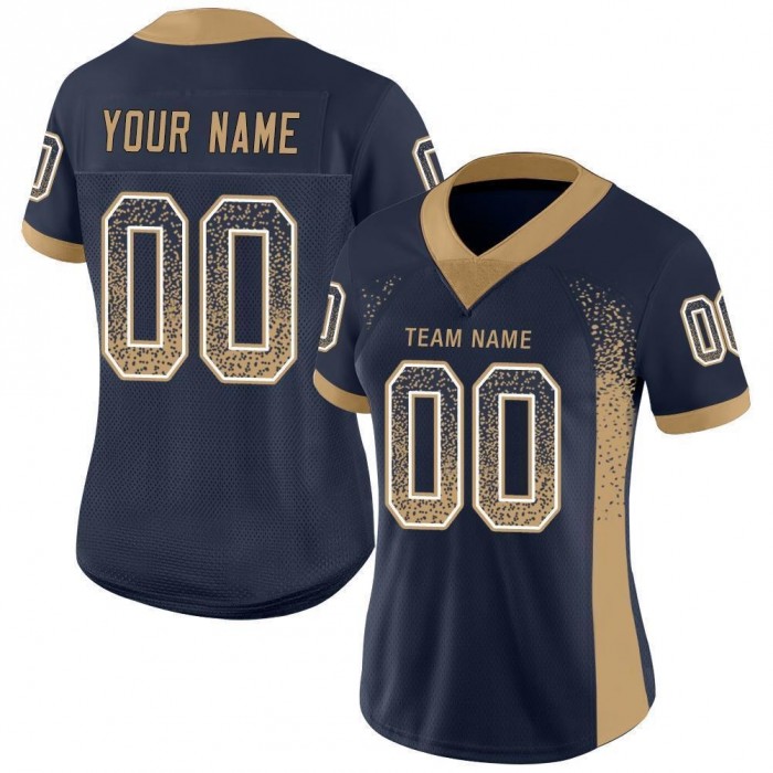 Navy Old Gold-White Mesh Drift Fashion Football Jersey