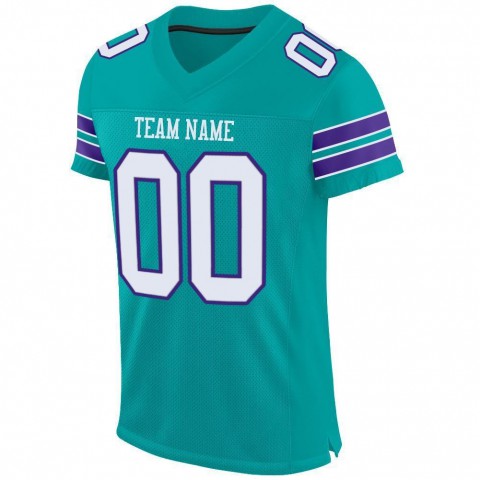Aqua White-Purple Mesh Authentic Football Jersey