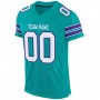 Aqua White-Purple Mesh Authentic Football Jersey
