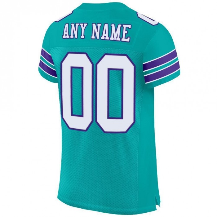 Aqua White-Purple Mesh Authentic Football Jersey