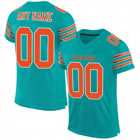 Aqua Orange-White Mesh Authentic Football Jersey