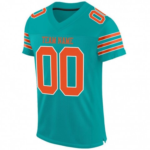 Aqua Orange-White Mesh Authentic Football Jersey