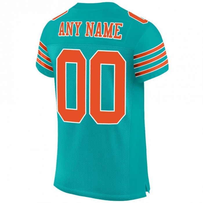 Aqua Orange-White Mesh Authentic Football Jersey