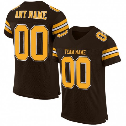 Brown Gold-White Mesh Authentic Football Jersey