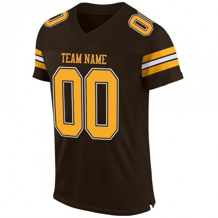 Brown Gold-White Mesh Authentic Football Jersey
