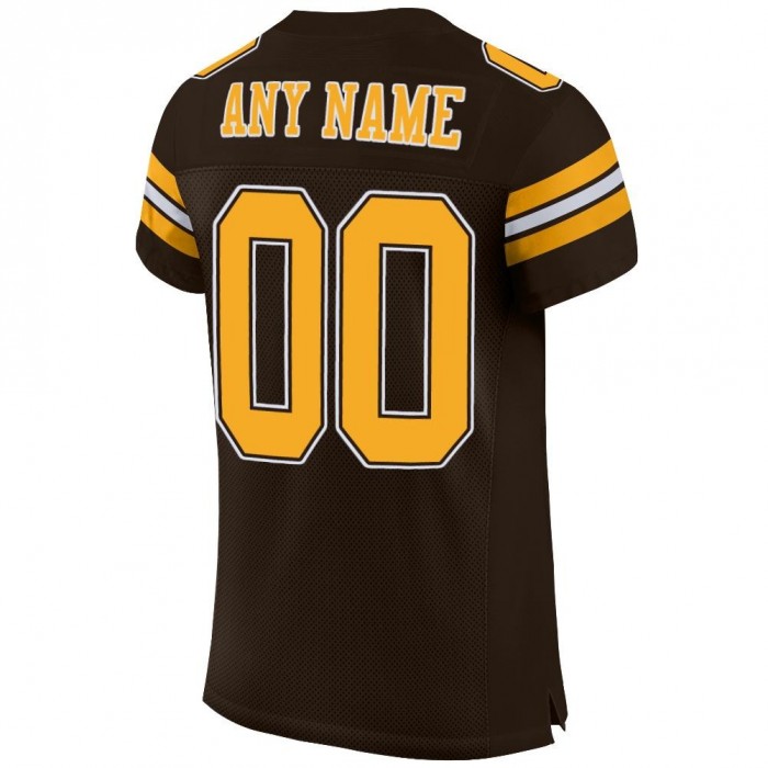 Brown Gold-White Mesh Authentic Football Jersey