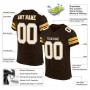 Brown White-Gold Mesh Authentic Football Jersey