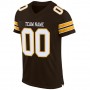 Brown White-Gold Mesh Authentic Football Jersey