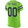Neon Green Navy-White Mesh Authentic Football Jersey