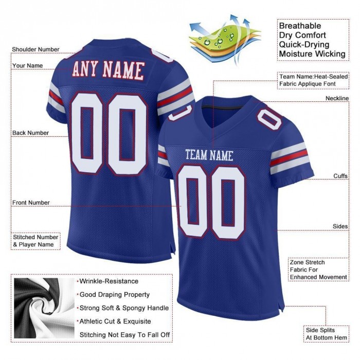 Royal White-Red Mesh Authentic Football Jersey