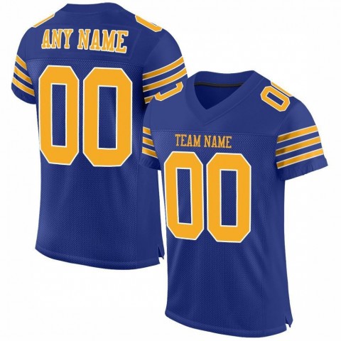 Royal Gold-White Mesh Authentic Football Jersey
