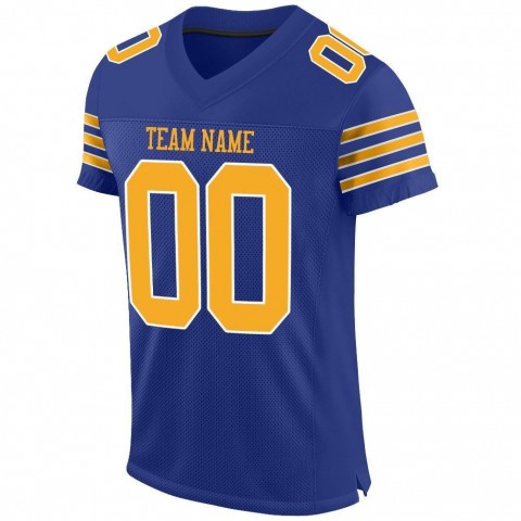 Royal Gold-White Mesh Authentic Football Jersey