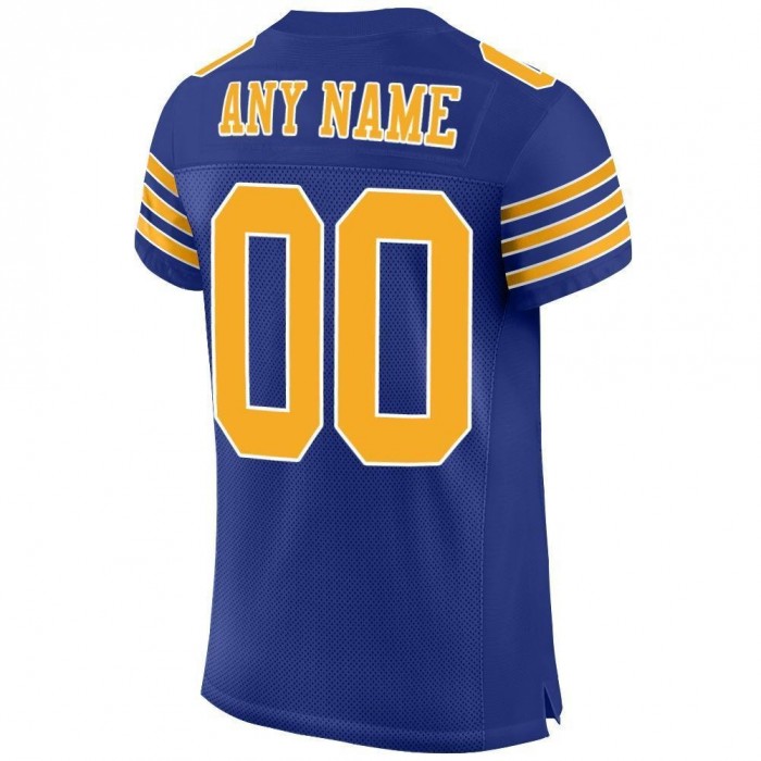 Royal Gold-White Mesh Authentic Football Jersey