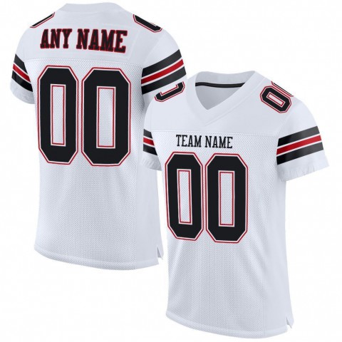 White Black-Red Mesh Authentic Football Jersey