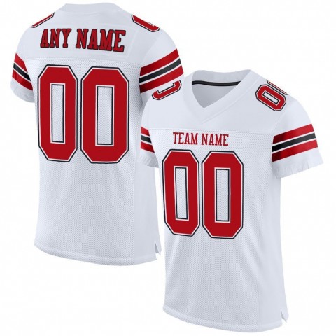 White Red-Black Mesh Authentic Football Jersey