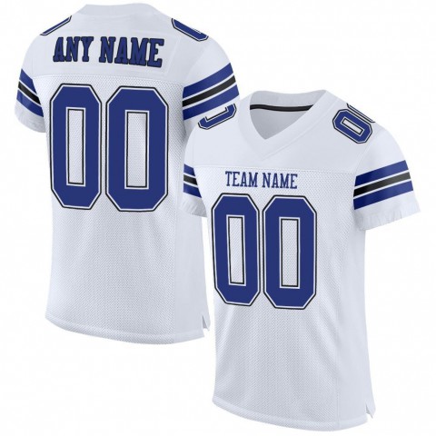 White Royal-Black Mesh Authentic Football Jersey