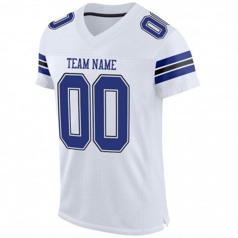 White Royal-Black Mesh Authentic Football Jersey