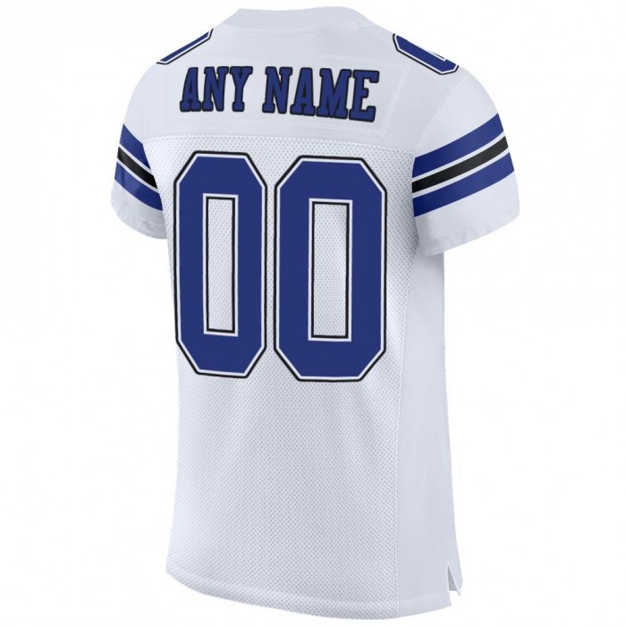 White Royal-Black Mesh Authentic Football Jersey
