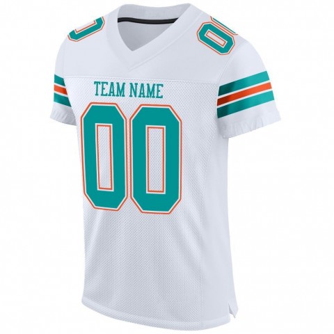 White Aqua-Orange Mesh Authentic Football Jersey