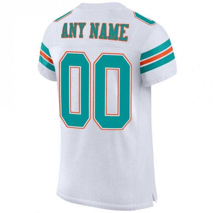 White Aqua-Orange Mesh Authentic Football Jersey