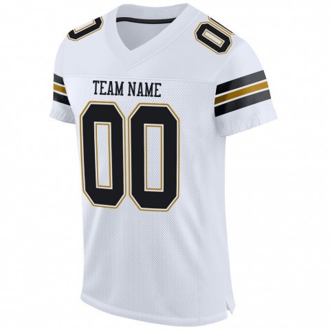 White Black-Old Gold Mesh Authentic Football Jersey