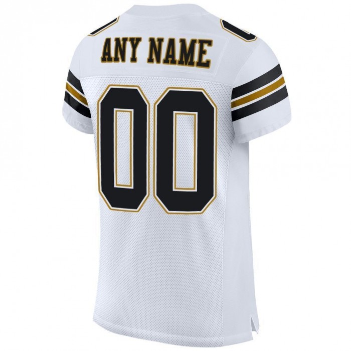 White Black-Old Gold Mesh Authentic Football Jersey