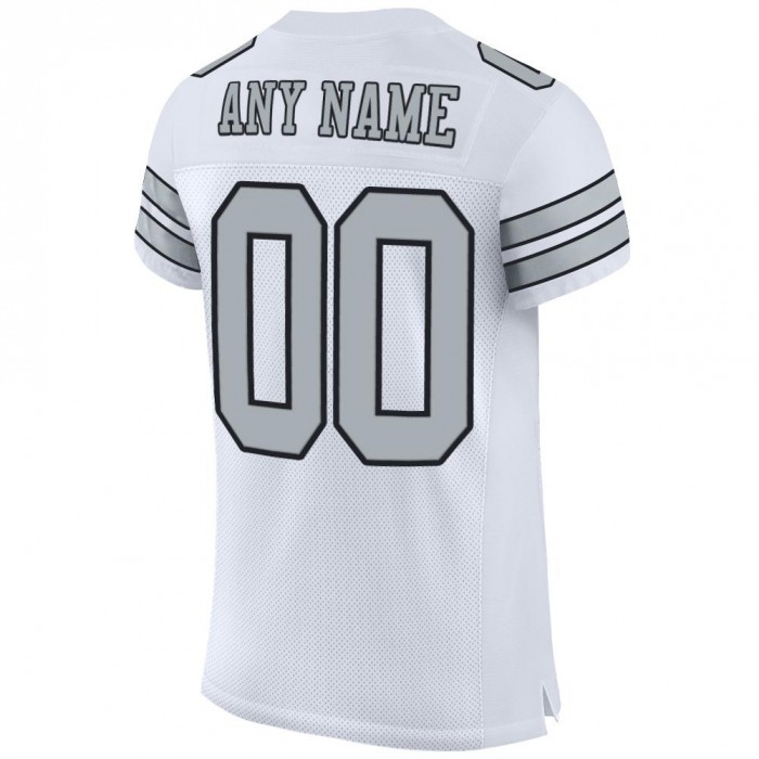 White Silver-Black Mesh Authentic Football Jersey