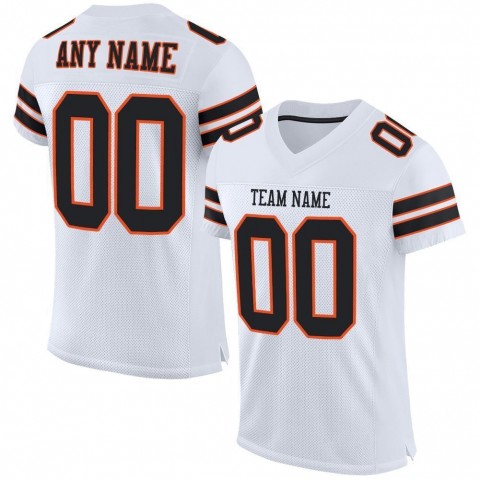 White Black-Orange Mesh Authentic Football Jersey