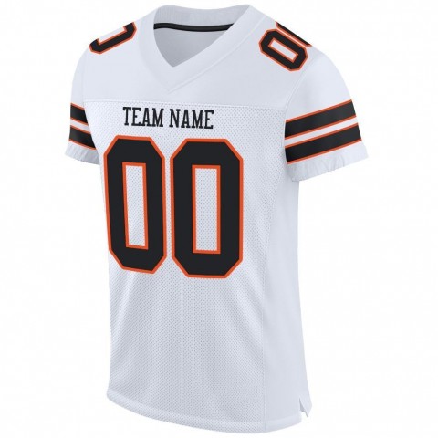 White Black-Orange Mesh Authentic Football Jersey