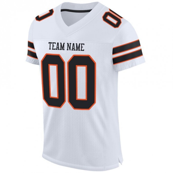 White Black-Orange Mesh Authentic Football Jersey