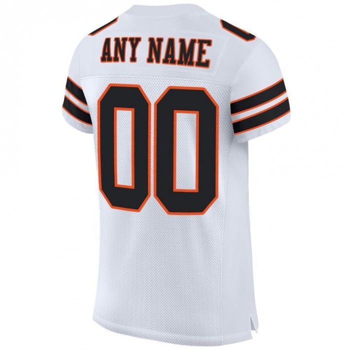 White Black-Orange Mesh Authentic Football Jersey
