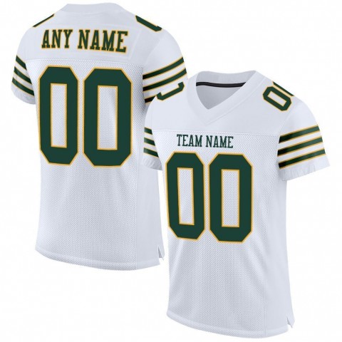 White Green-Gold Mesh Authentic Football Jersey