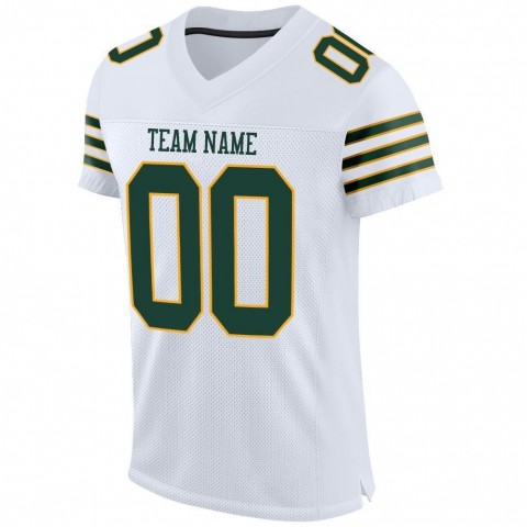 White Green-Gold Mesh Authentic Football Jersey