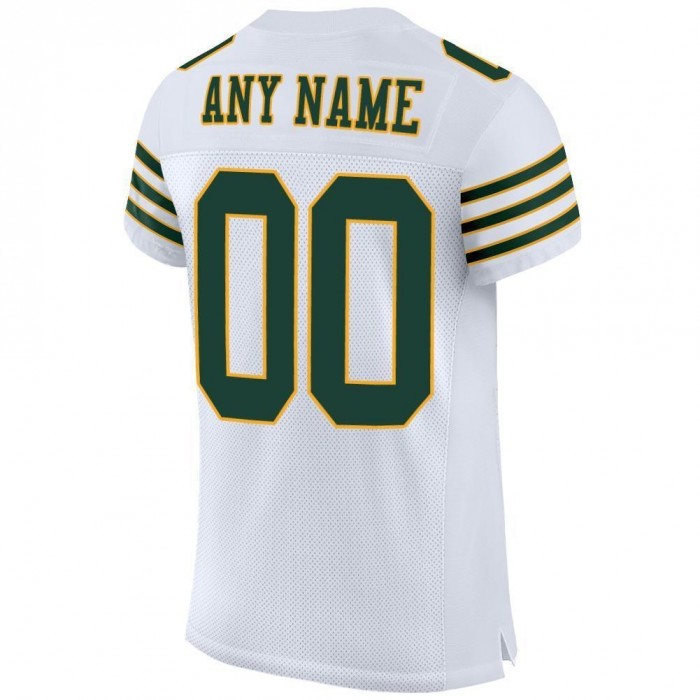 White Green-Gold Mesh Authentic Football Jersey
