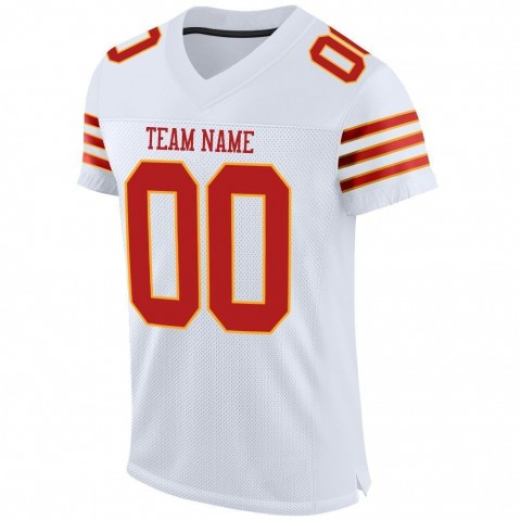 White Scarlet-Gold Mesh Authentic Football Jersey