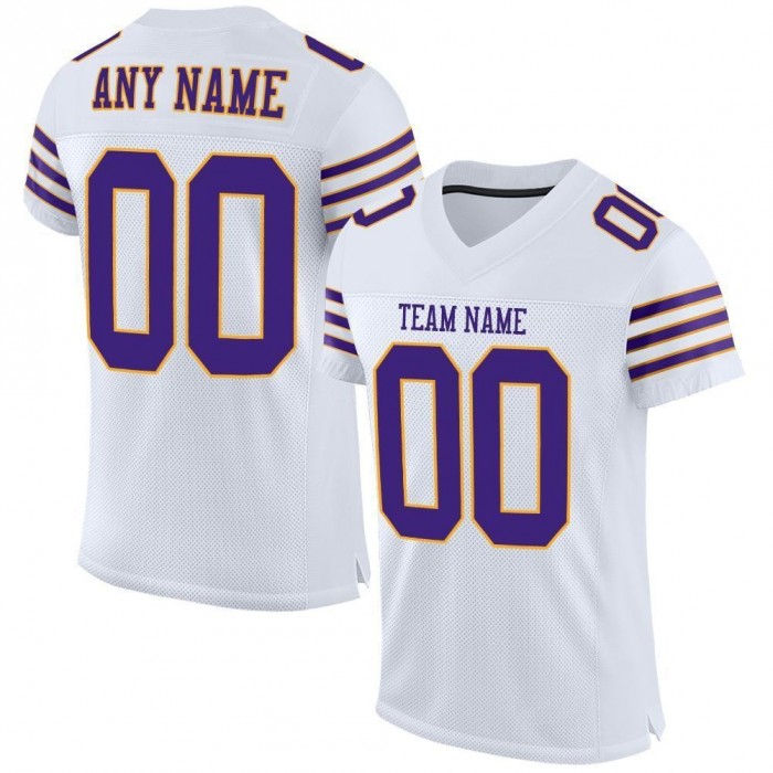 White Purple-Gold Mesh Authentic Football Jersey