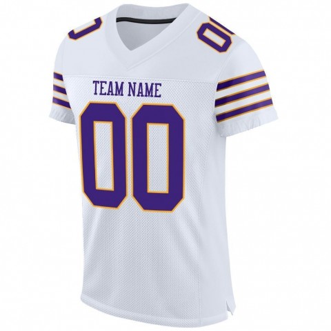 White Purple-Gold Mesh Authentic Football Jersey
