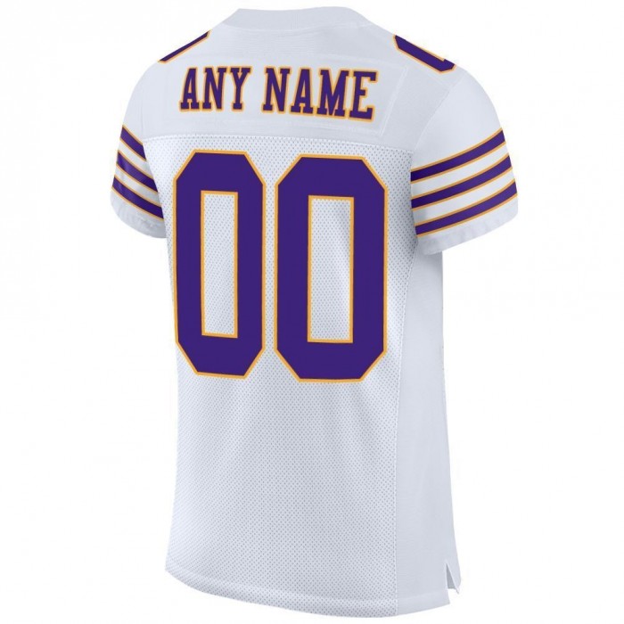 White Purple-Gold Mesh Authentic Football Jersey